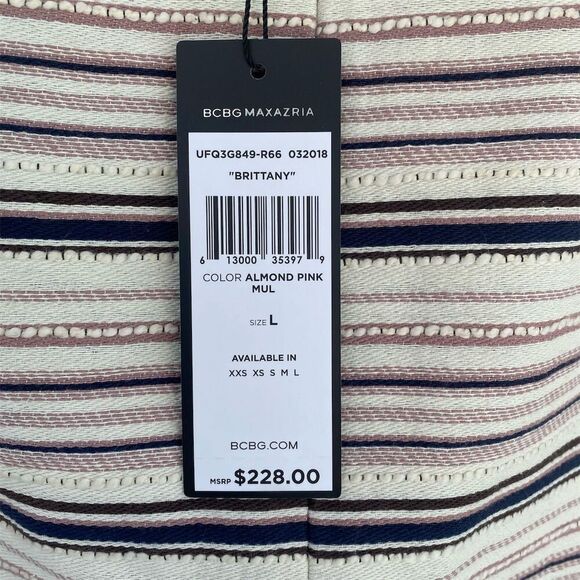 BCBGMaxAzria Women's Pink Striped Lace-Up Mini Skirt Size L - Picture 7 of 10